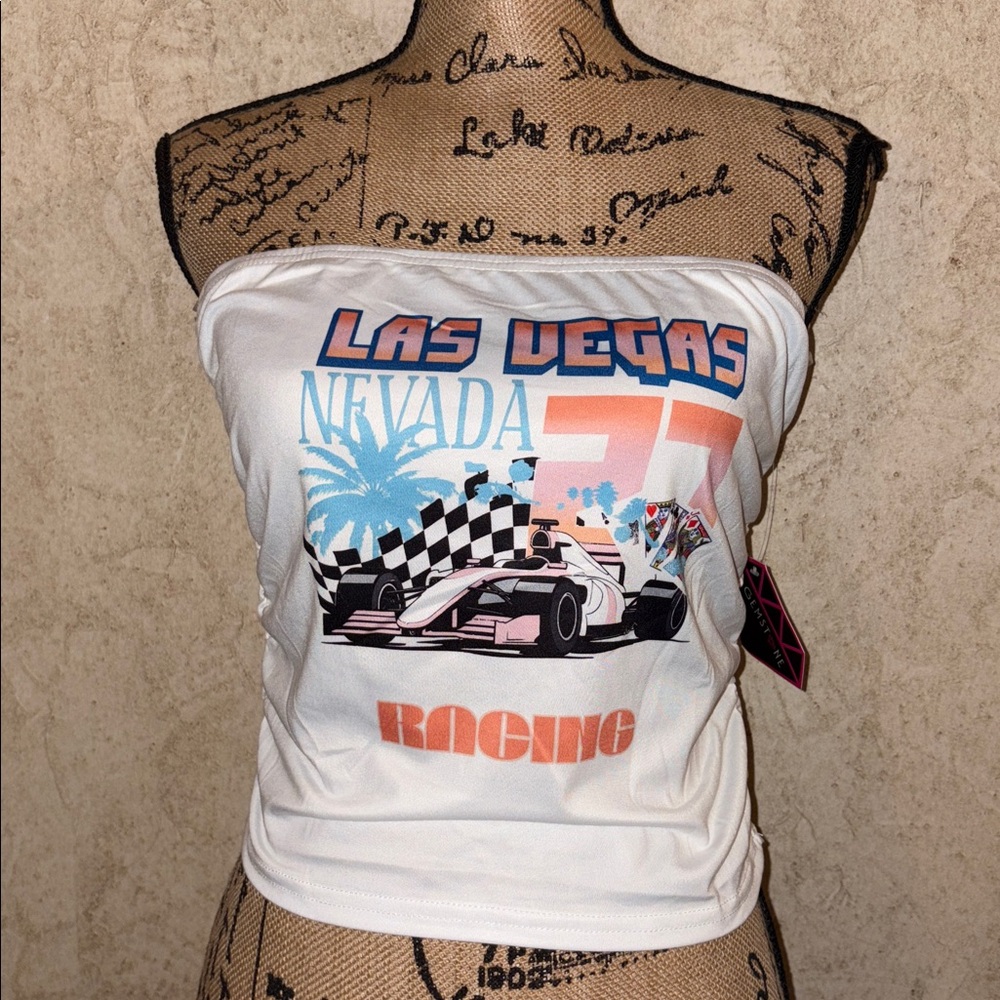 💕Gemstone Strapless Graphic “Las Vegas Nevada 27 Racing”Tank Top